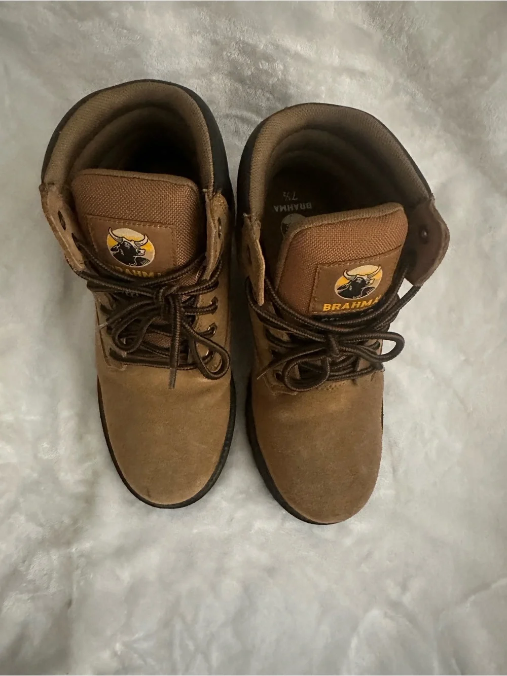 Brahma Men's Tan Suede Work Boots with Padded Collar